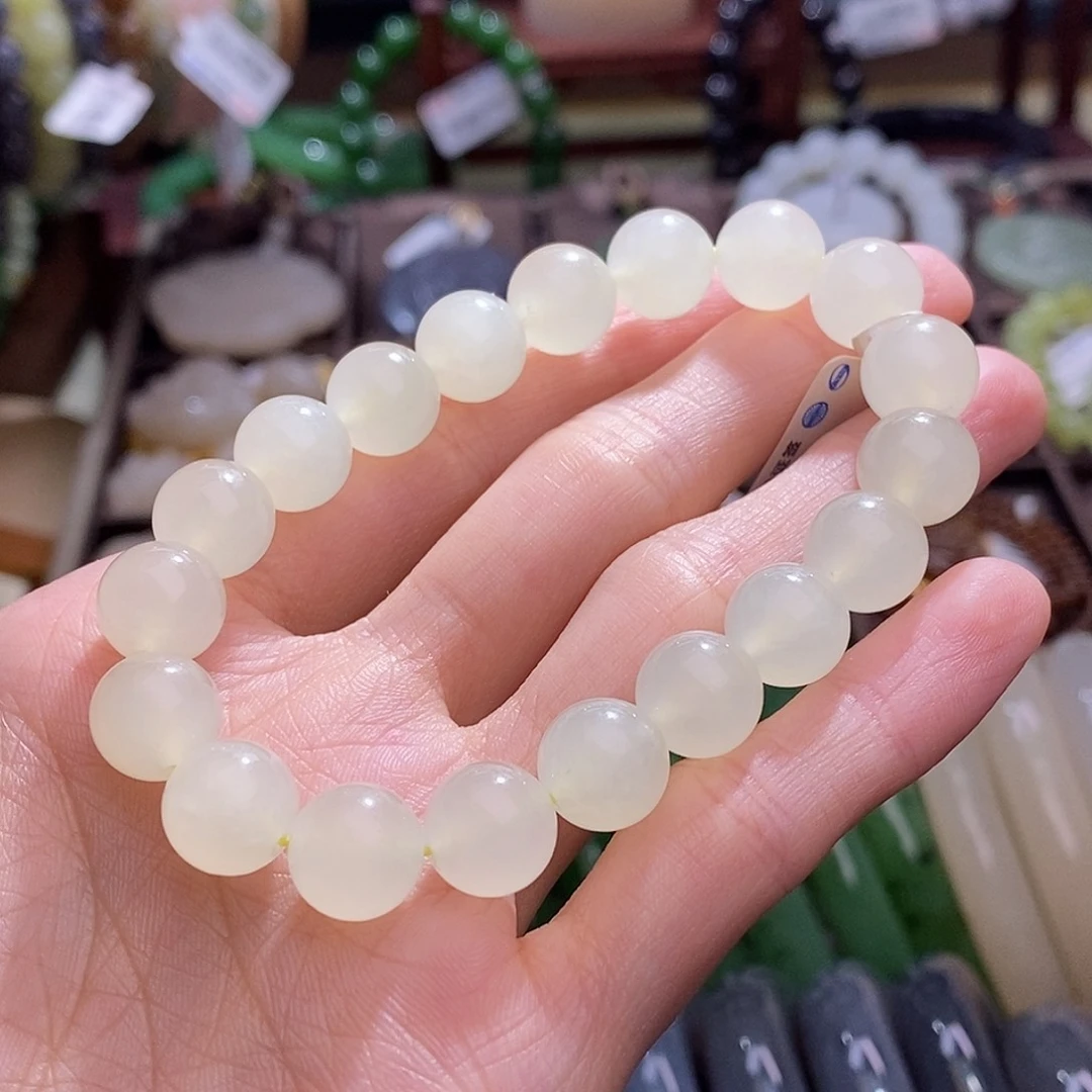 和田玉高冰若羌黄口手串10MM未镶嵌