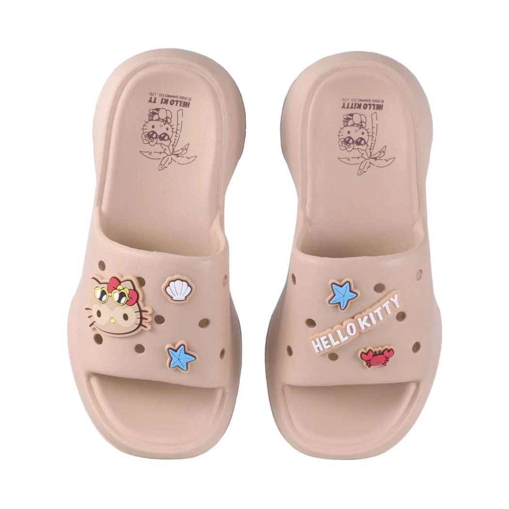 HELLO KITTY夏日黑皮系列时尚辣妹拖鞋(37-38码)