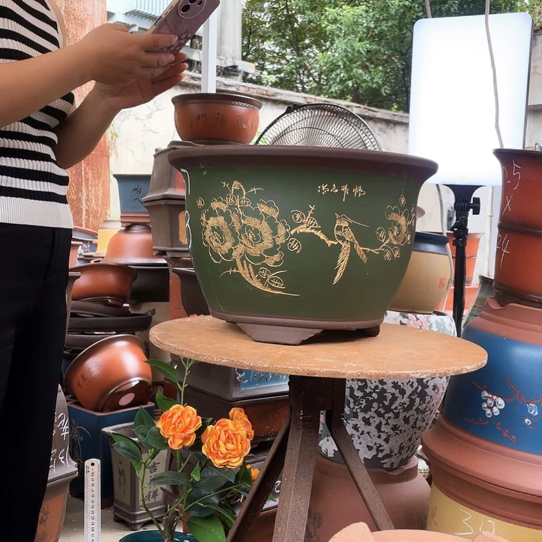 龙凤呈祥大号花盆紫砂花盆