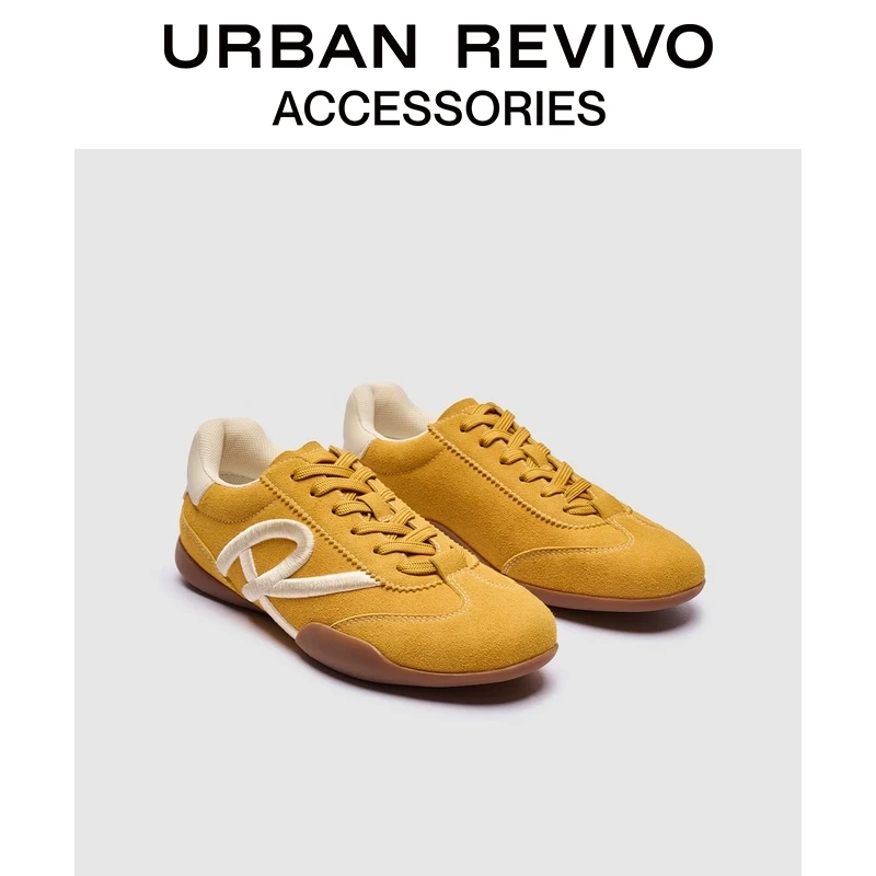 URBAN REVIVO2025秋季新款女流光风圆头薄底运动鞋UAYS50097