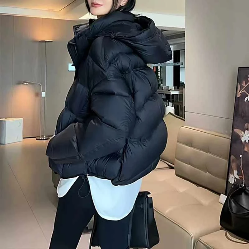 香朵儿【时尚街头】2026冬款轻奢时尚百搭外套泡芙气质龟背短款棉服