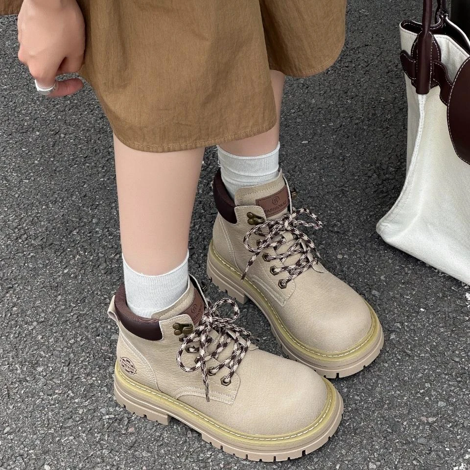 2025新款春秋马丁靴女鞋厚底超轻单靴短靴女靴子大黄靴20288