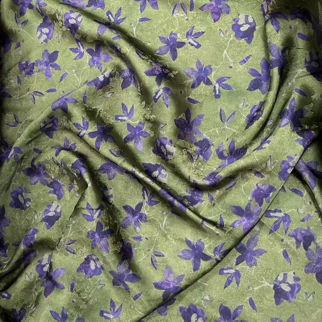 【绒兰】重磅提花青云萝面料 300号 云萝-绿