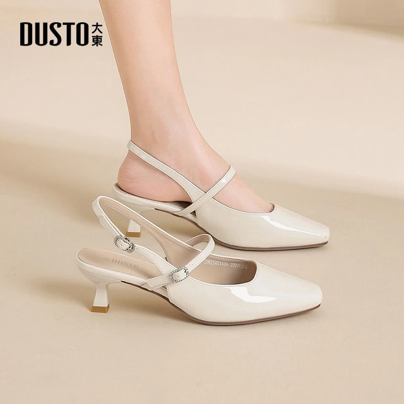 大东轻奢高跟女鞋浅口单鞋女春季新款酒杯跟优雅时尚包头凉鞋0143