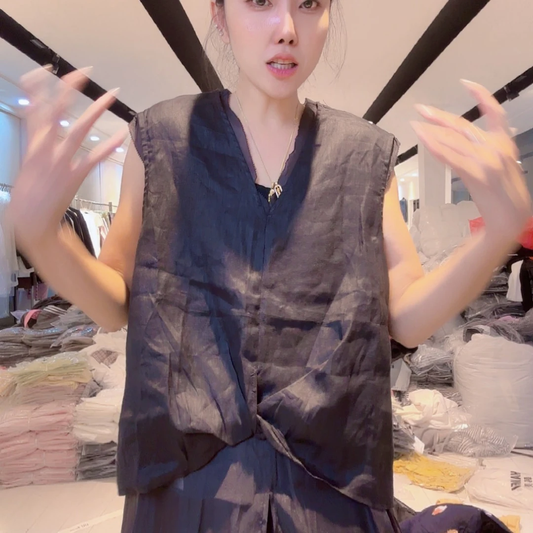 黑色亚麻长款上衣5466467