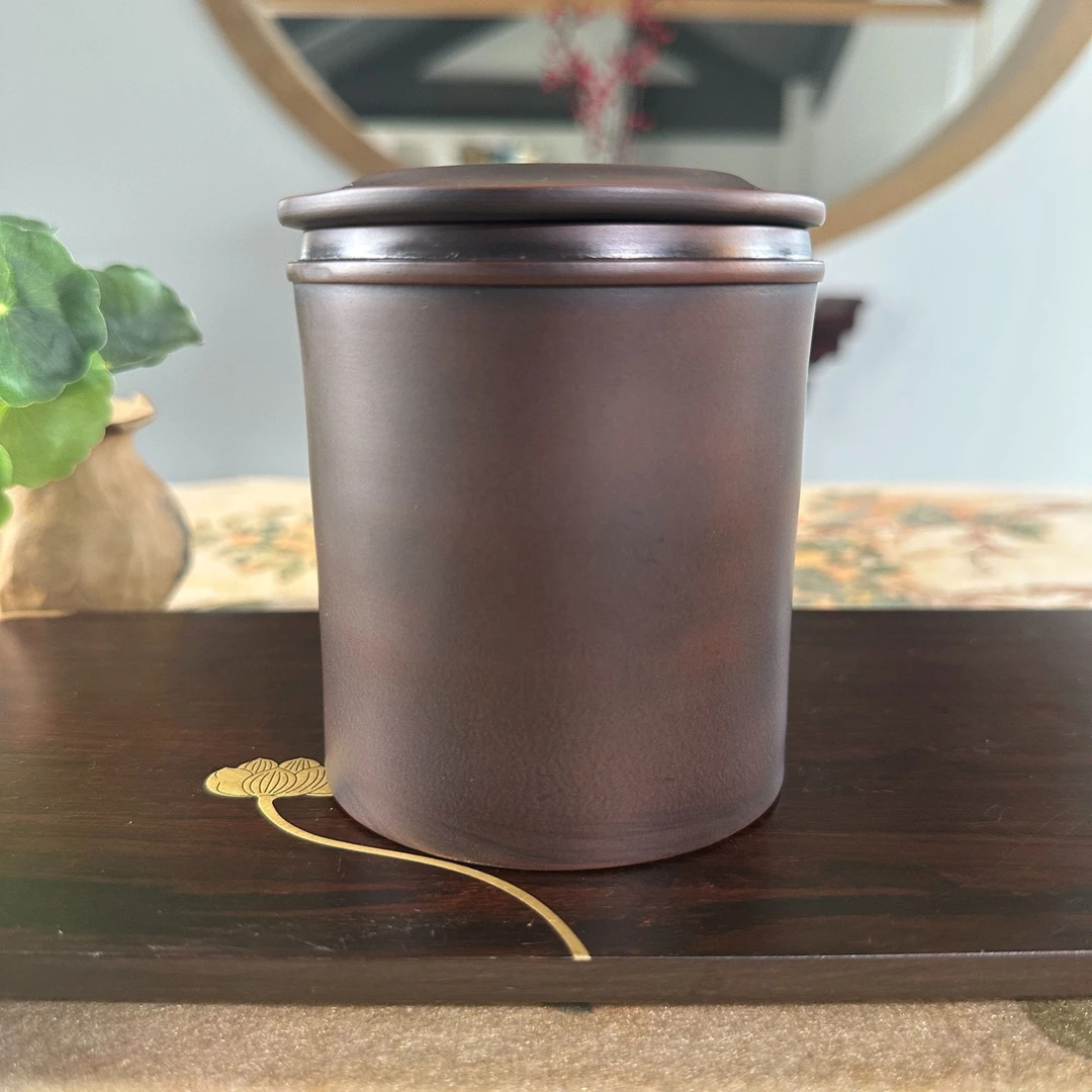 JSZT建水紫陶直筒斗茶罐