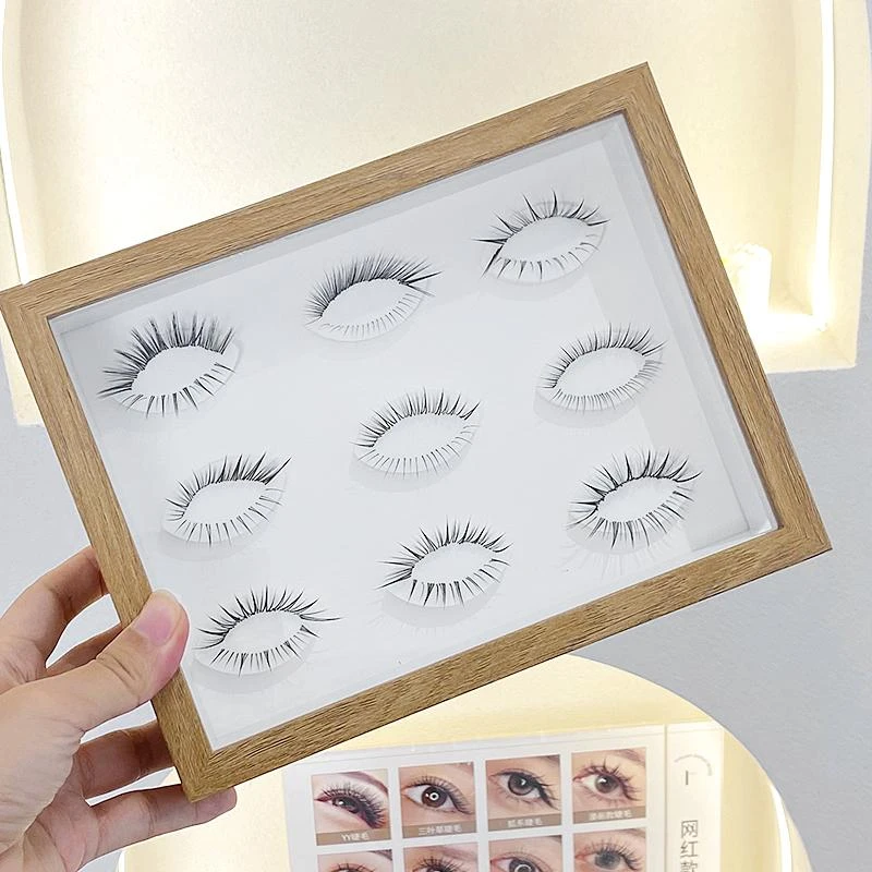 美睫睫毛展示相框实木高级高端摆台挂墙展示板成品打版样品