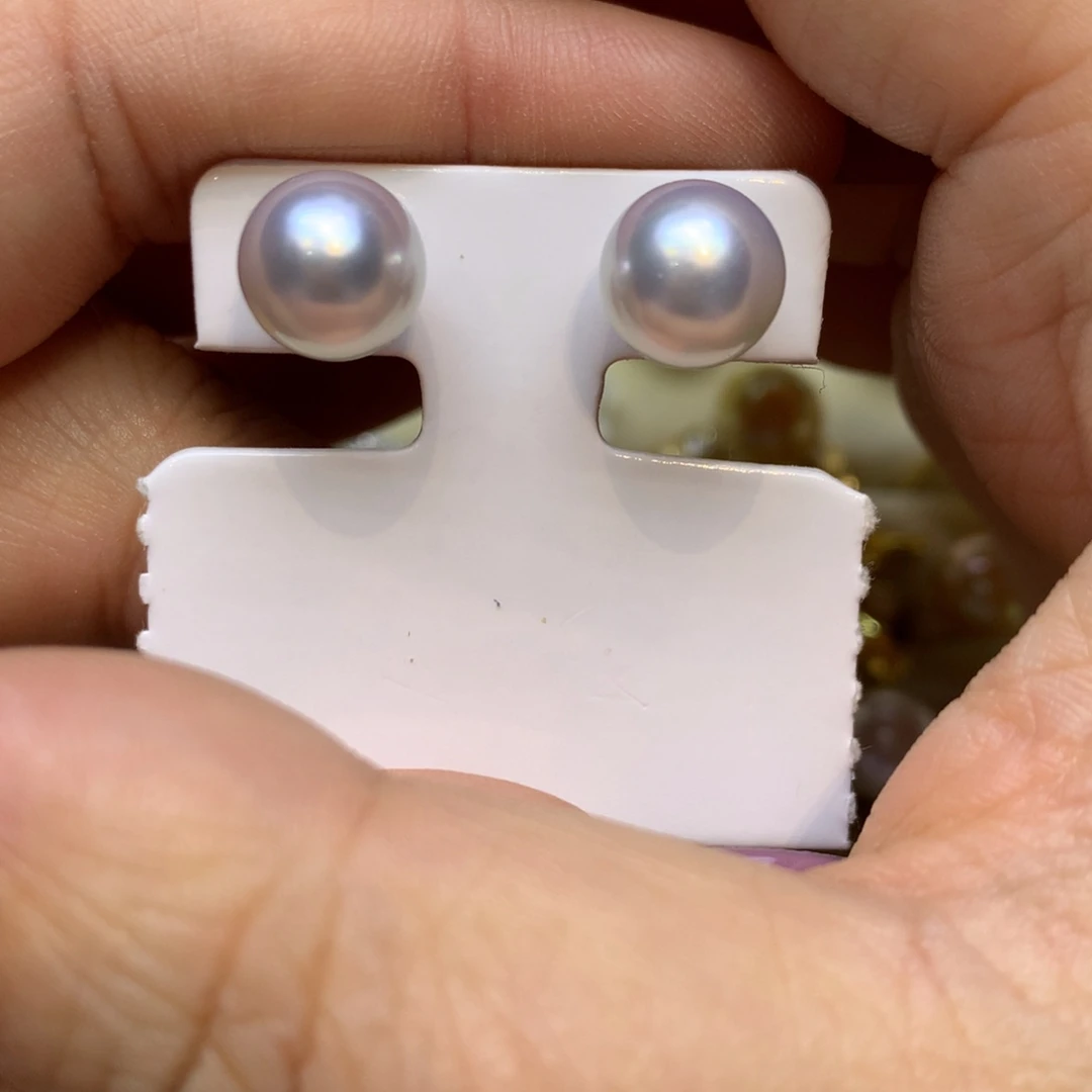 银S925镶嵌耳饰海水珍珠