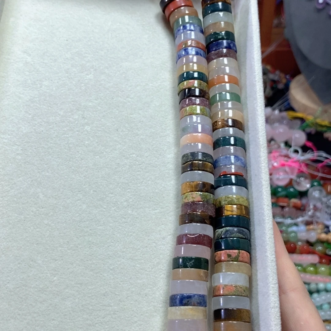 玛瑙/玉髓足银镀金镶嵌珠宝半成品多宝直切一条卡15mm有40颗