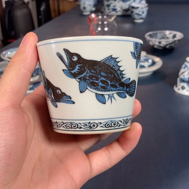 景德镇陶瓷鱼藻可乐杯