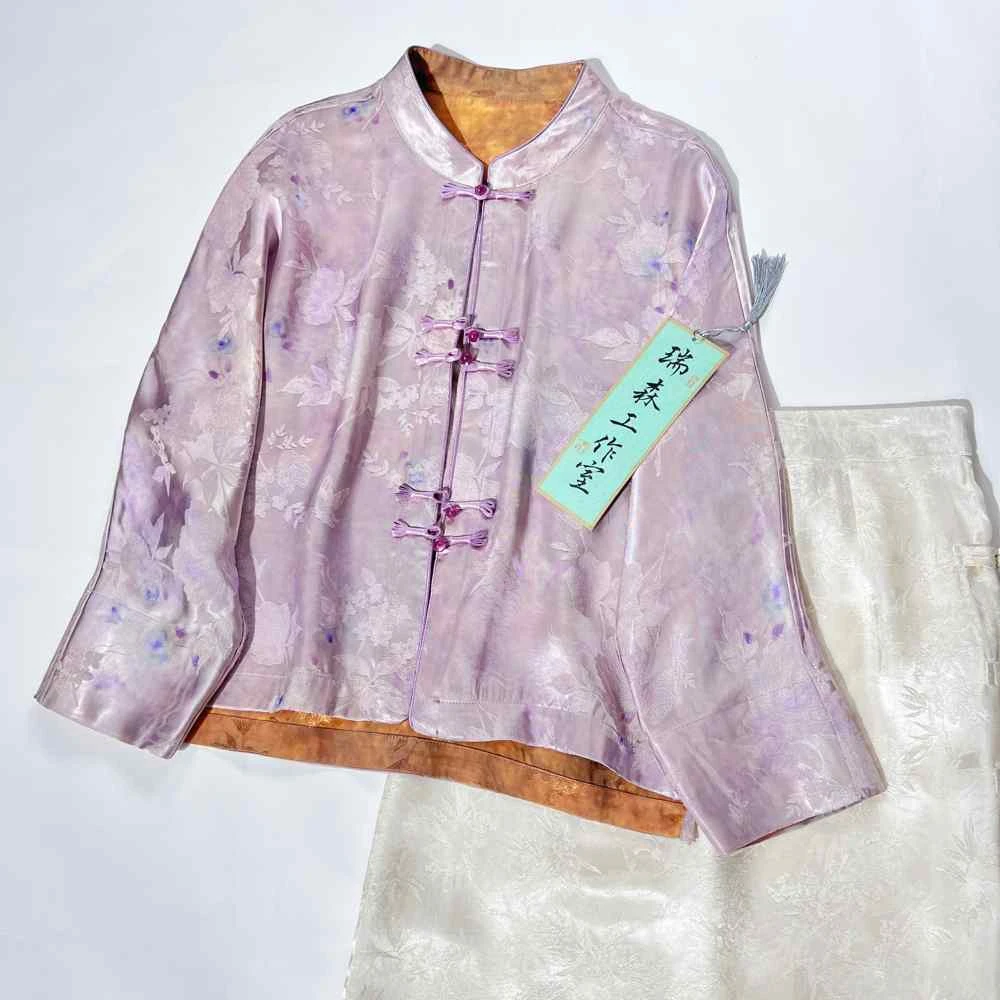 714 新中式国风提花立领茶服外搭上衣-胸围106-前长52-后长56cm