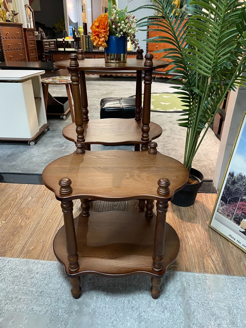 实木小推车法式复古茶几置物架收纳滚轮可移动边几