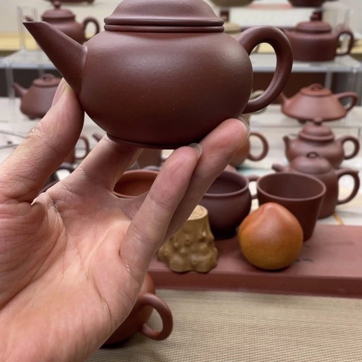 A***宝茶壶紫砂红皮龙水平