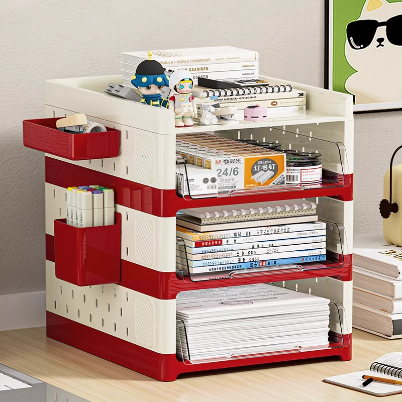 文件桌面书架收纳盒书本办公室学生学习书桌收纳神器洞洞板置物架