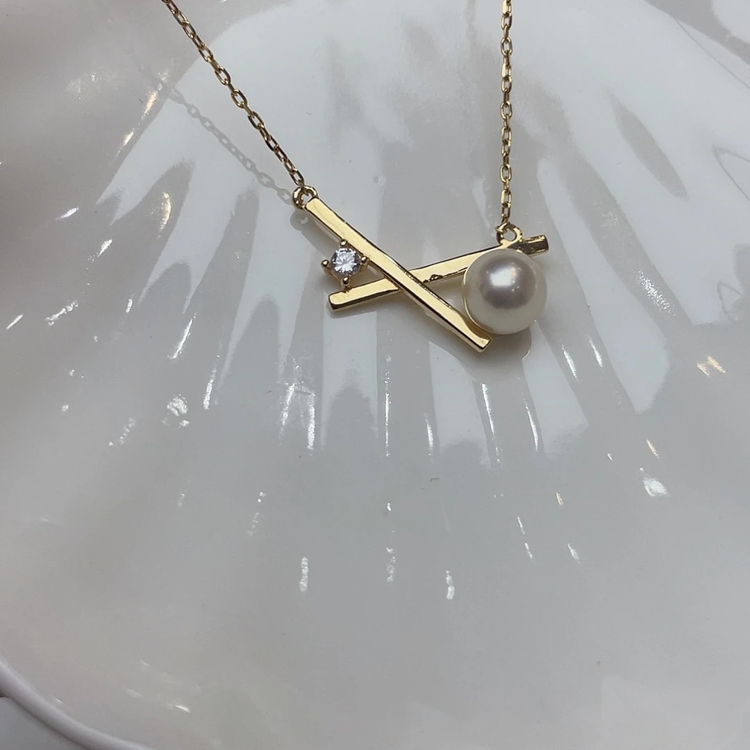 项链银S925镶嵌海水珍珠