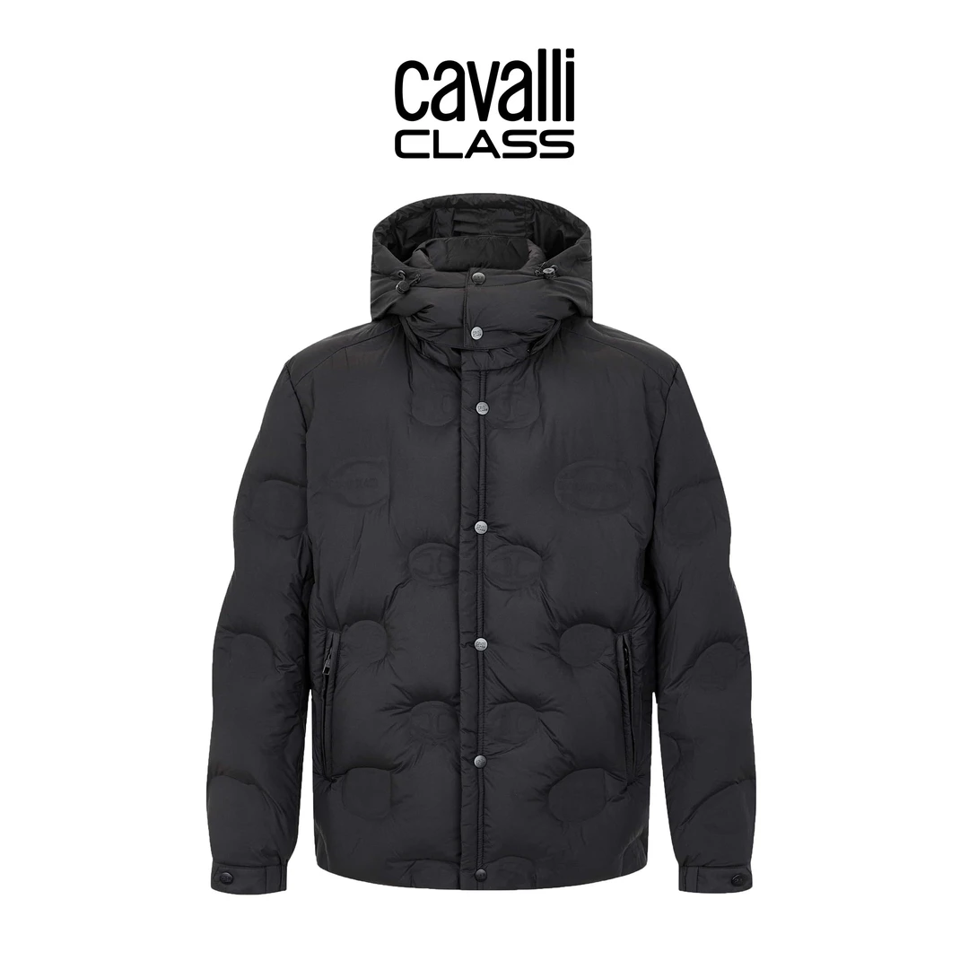 Cavalli Class2026冬季新款男士羽绒服保暖压印连帽男外套JBC252