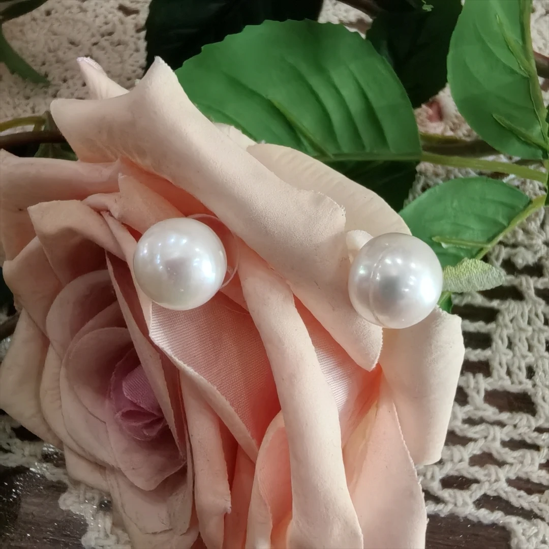 12mm 天然珍珠耳钉