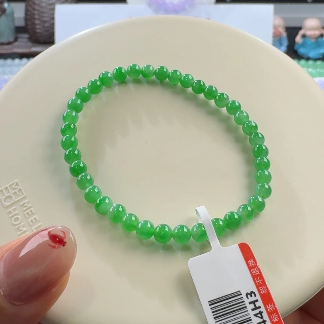 翡翠颈饰未镶嵌甜阳绿小米珠4.2-4.7mm
