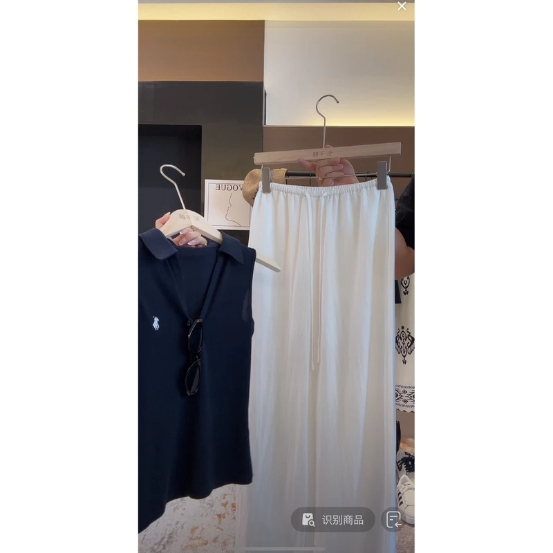 【轻松演绎】松弛老钱风阔腿休闲拖地白色休闲裤 （建议穿浅色内裤）★