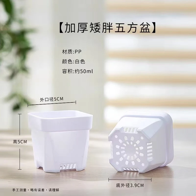 多肉花盆的尽头是小白方【五厘米口径】加厚透气磨砂塑料材质