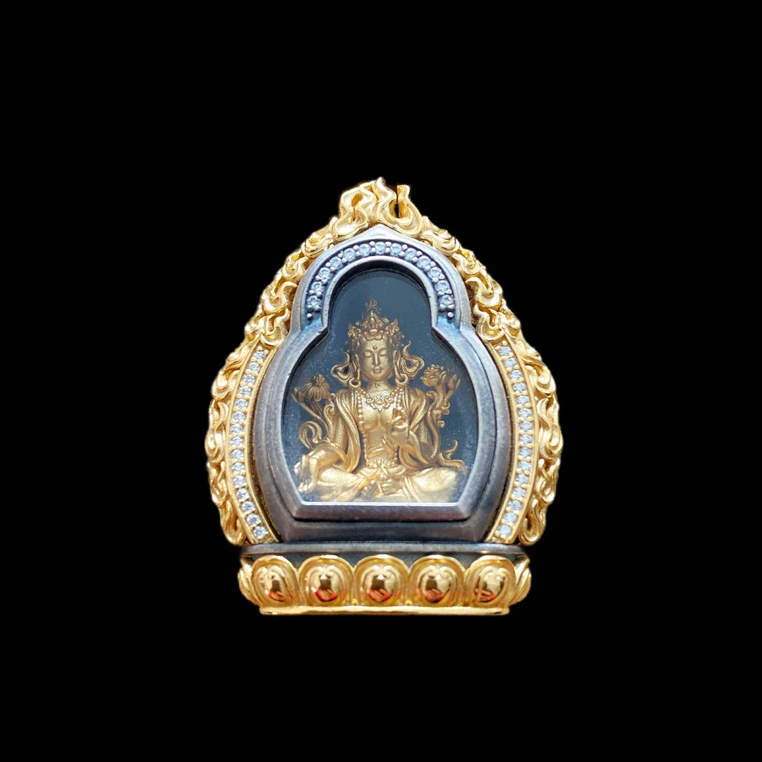 吊坠925银 V9967银吊坠绿度母孤品