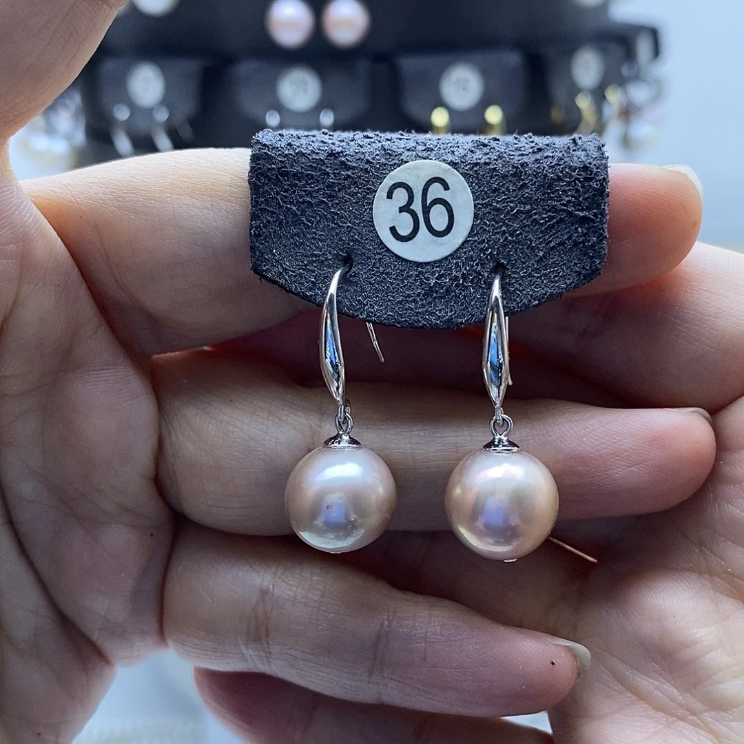 银S925镶嵌淡水珍珠耳饰