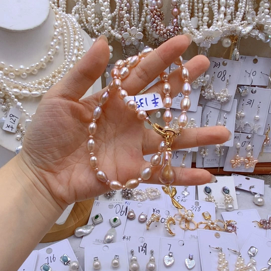 淡水珍珠银S925镶嵌颈饰幸**乐