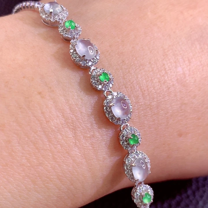 定制翡翠银S925镶嵌翡翠