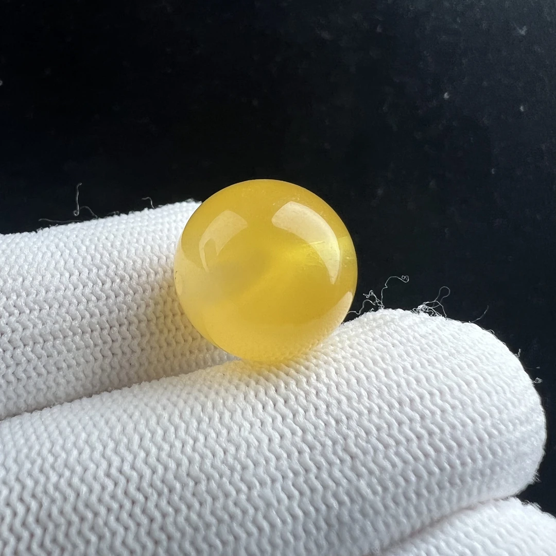 M7069天然蜜蜡鸡油黄圆珠 15mm支持复检