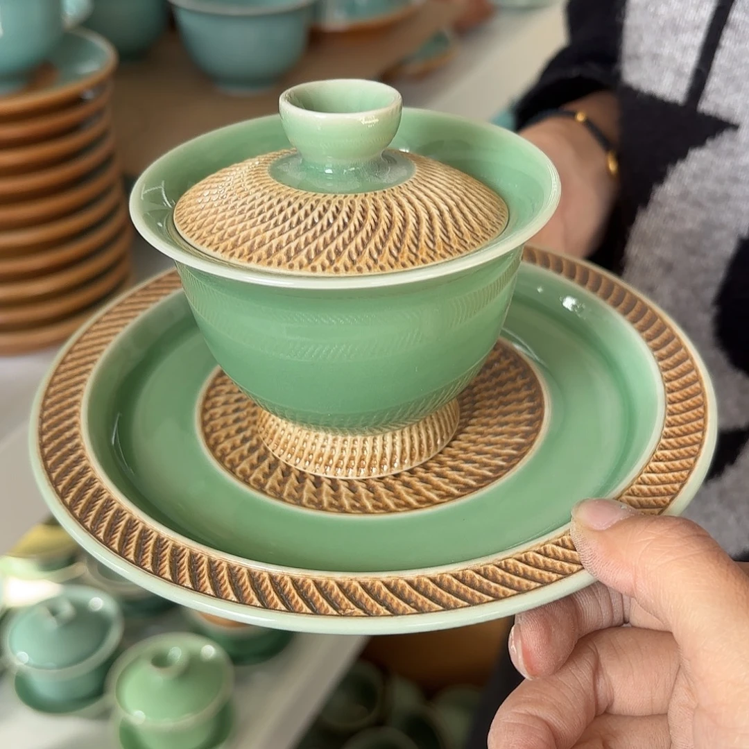 龙泉云间青瓷小米茶器