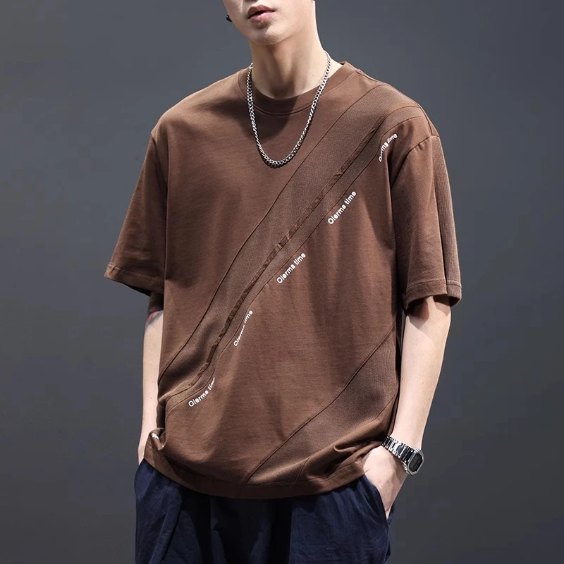 235g重磅短袖t恤男夏季潮牌2025新款宽松加肥加大码男士纯棉体恤