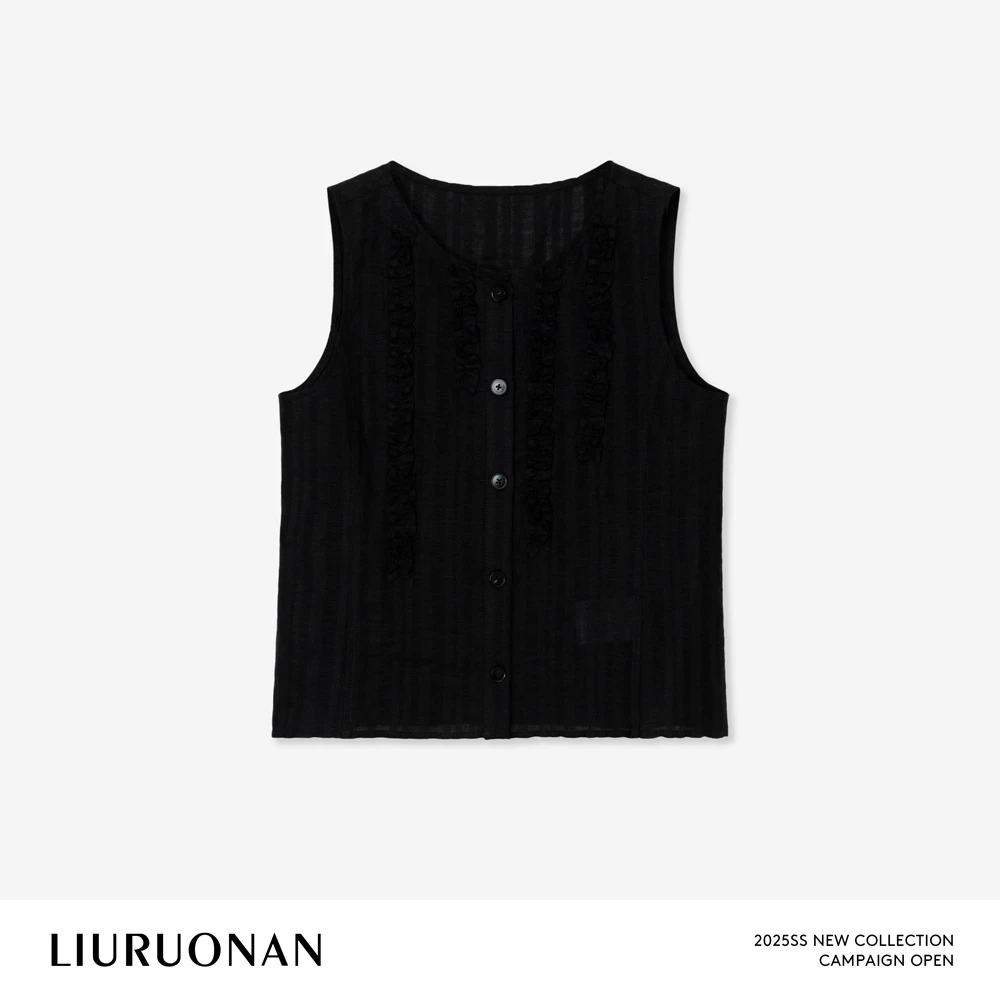 LIURUONAN 25SS【木耳花亚麻马甲】原创设计轻奢气质春夏薄款上衣女