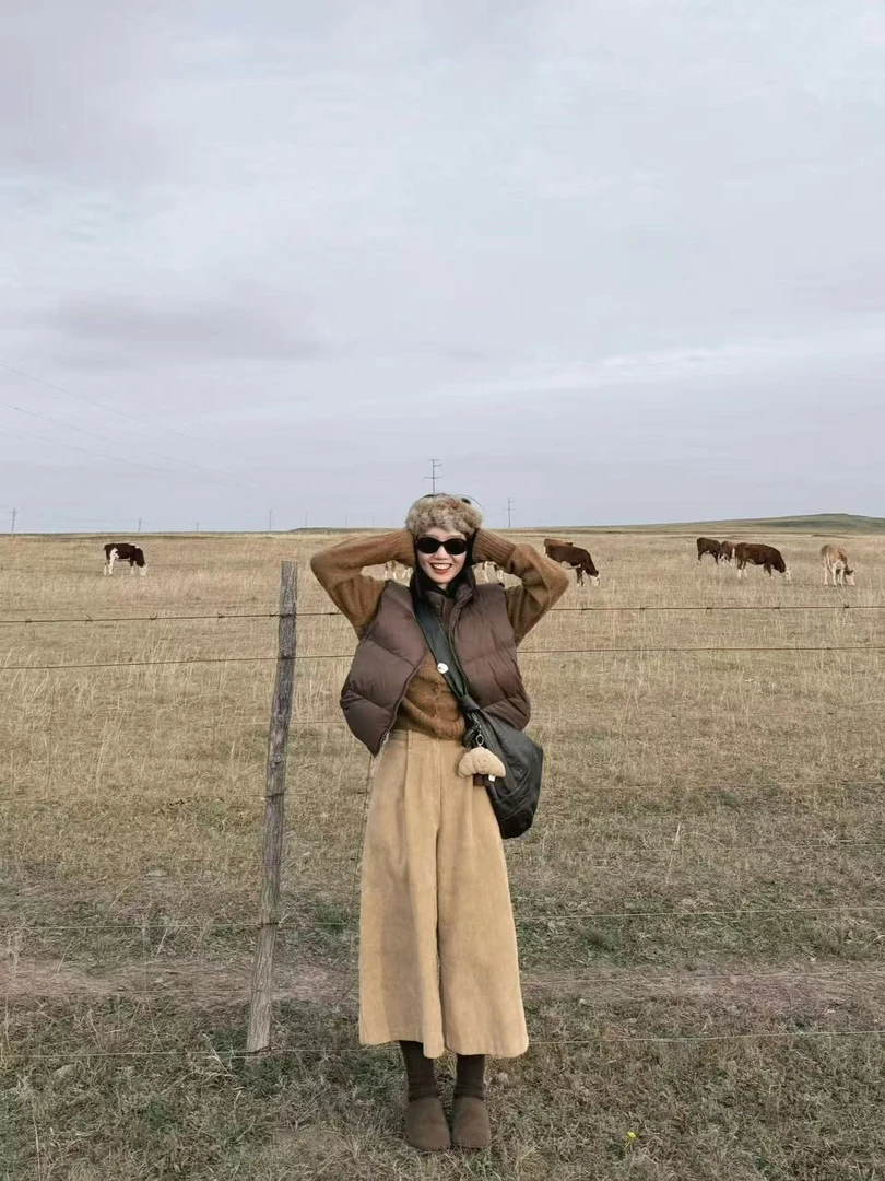 2026秋冬新款韩系气质立领棉服马甲外套智能叠穿针织衫阔腿裤套装