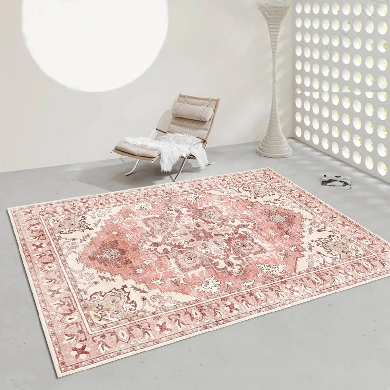 百旺【品牌地毯，终身保价】粉色奶油风客厅轻奢三防比利时圈绒地毯