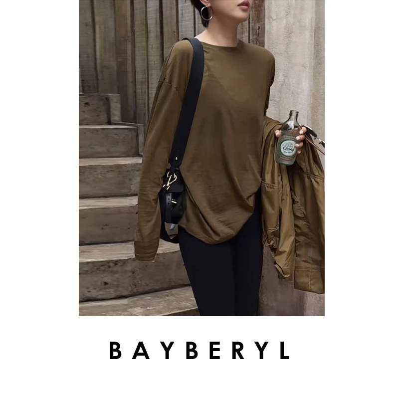 BAYBERYL老贝一键上身*新澳羊毛圆领秋百搭长袖T恤9NT5G1741