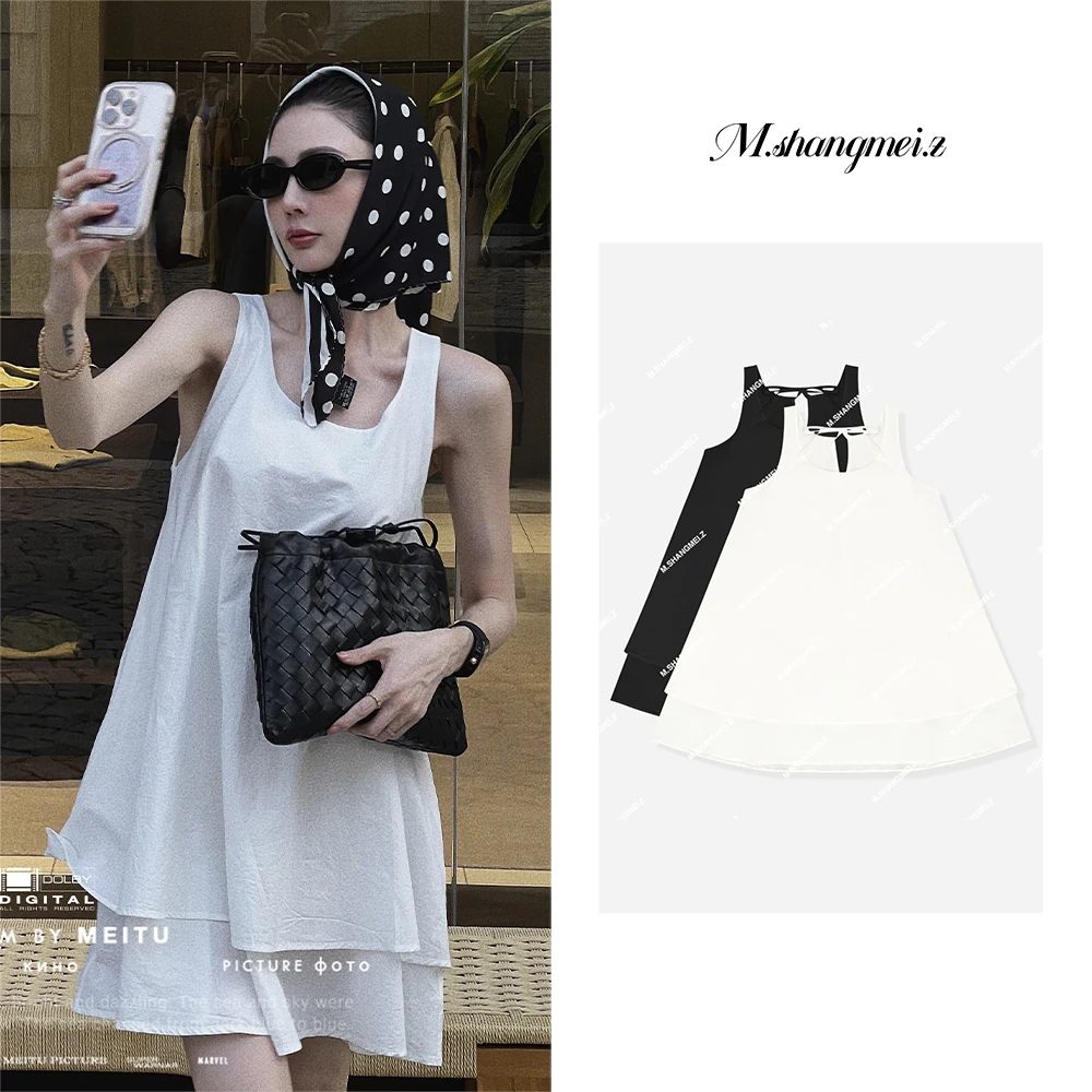 M.SHANGMEI.Z/沐熙【艺术学院】美大哥设计师纸感背心连衣裙X042425