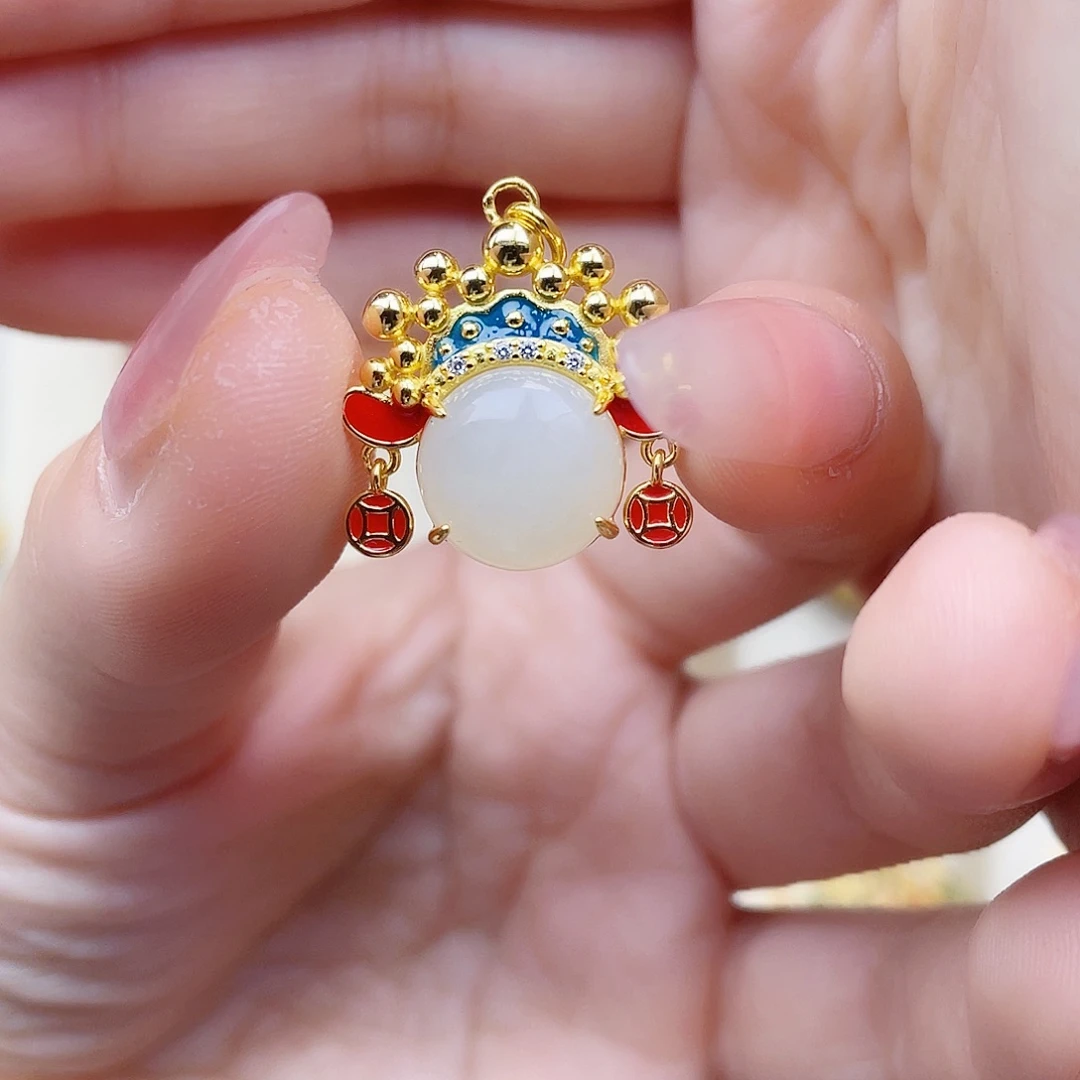 和田玉银S925镀金镶嵌颈饰