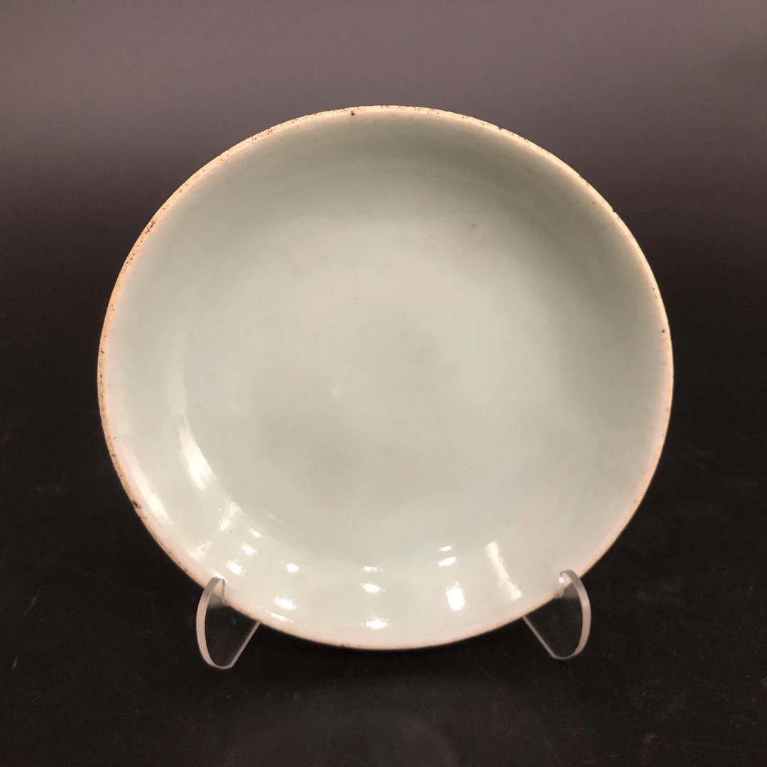 A03314-3清晚期豆青釉小盘 直径14.4cm