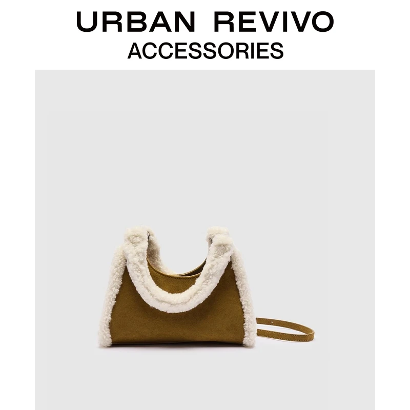 URBAN REVIVO2025秋季新款女流光风毛绒手提斜挎包UAWB50212