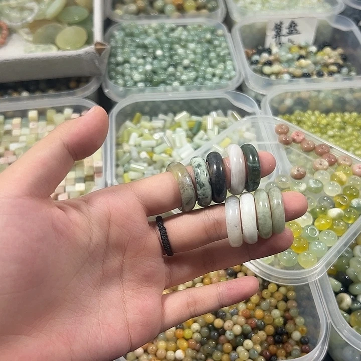 合金蛇纹石玉珠宝半成品九个