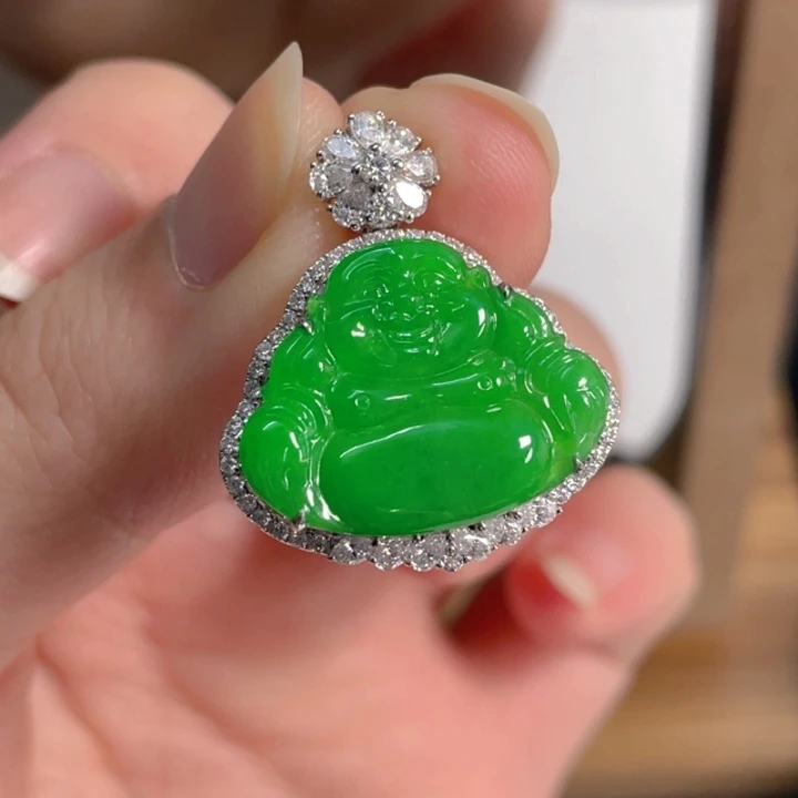 翡翠18K金镶嵌吊坠(不含链)