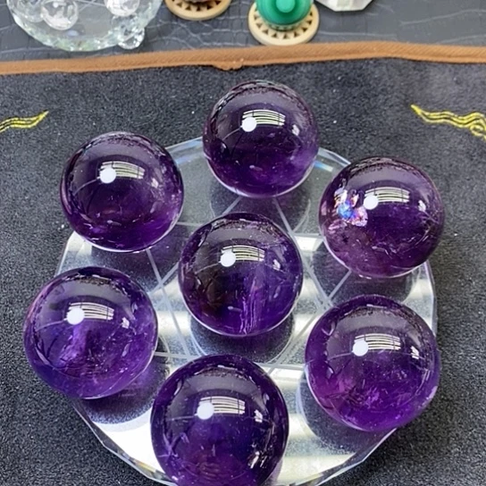 未镶嵌珠宝半成品水晶乌拉圭紫水晶七星阵