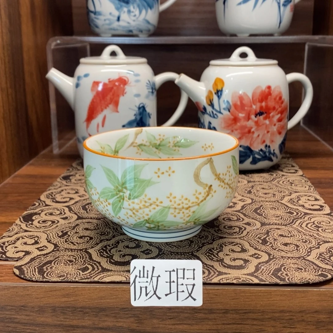 釉下手绘茶具微瑕