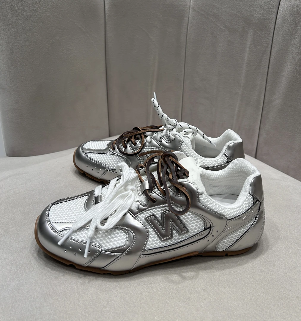 W N N 新品-春季网面厚底运动鞋女双系带拼色休闲（偏大一码）