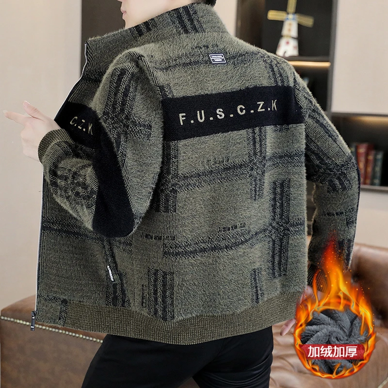 埃卢涅芬秋冬季短款呢子外套男青年韩版休闲加绒加厚立领夹克上衣