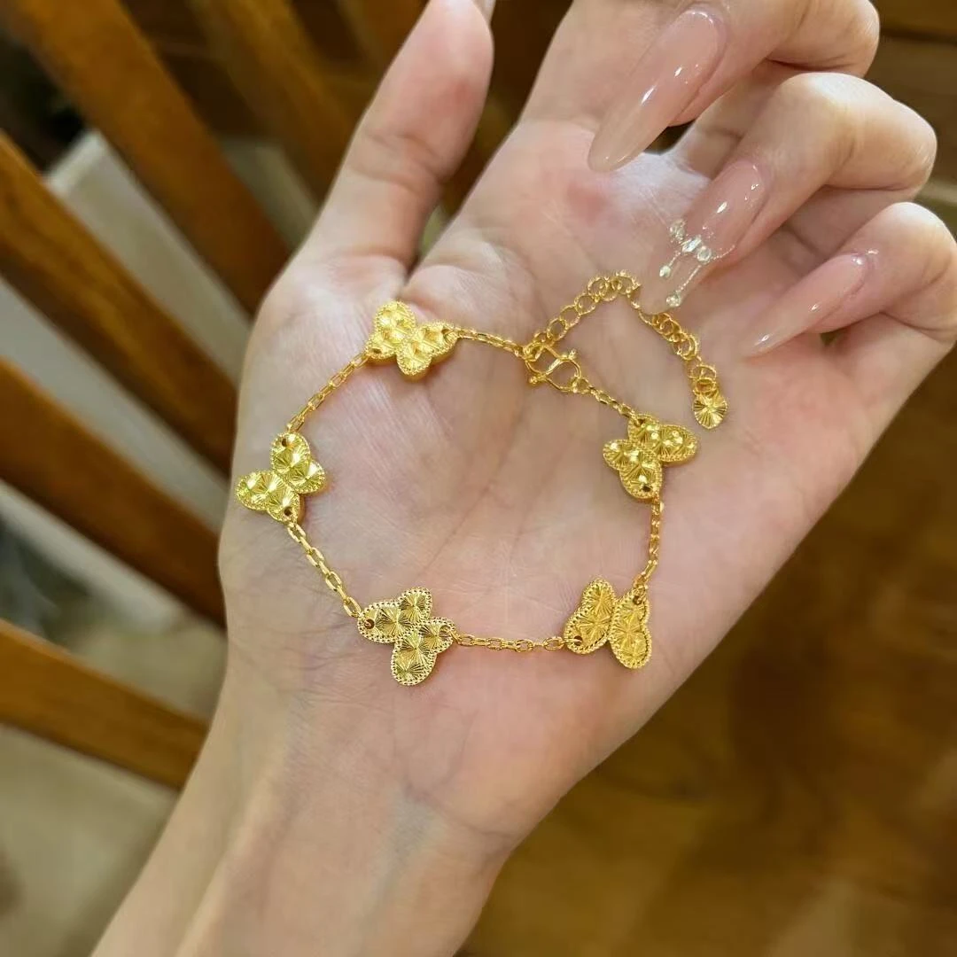 合金手链 矿合金新款碎冰金蝴蝶精致高级手链气质