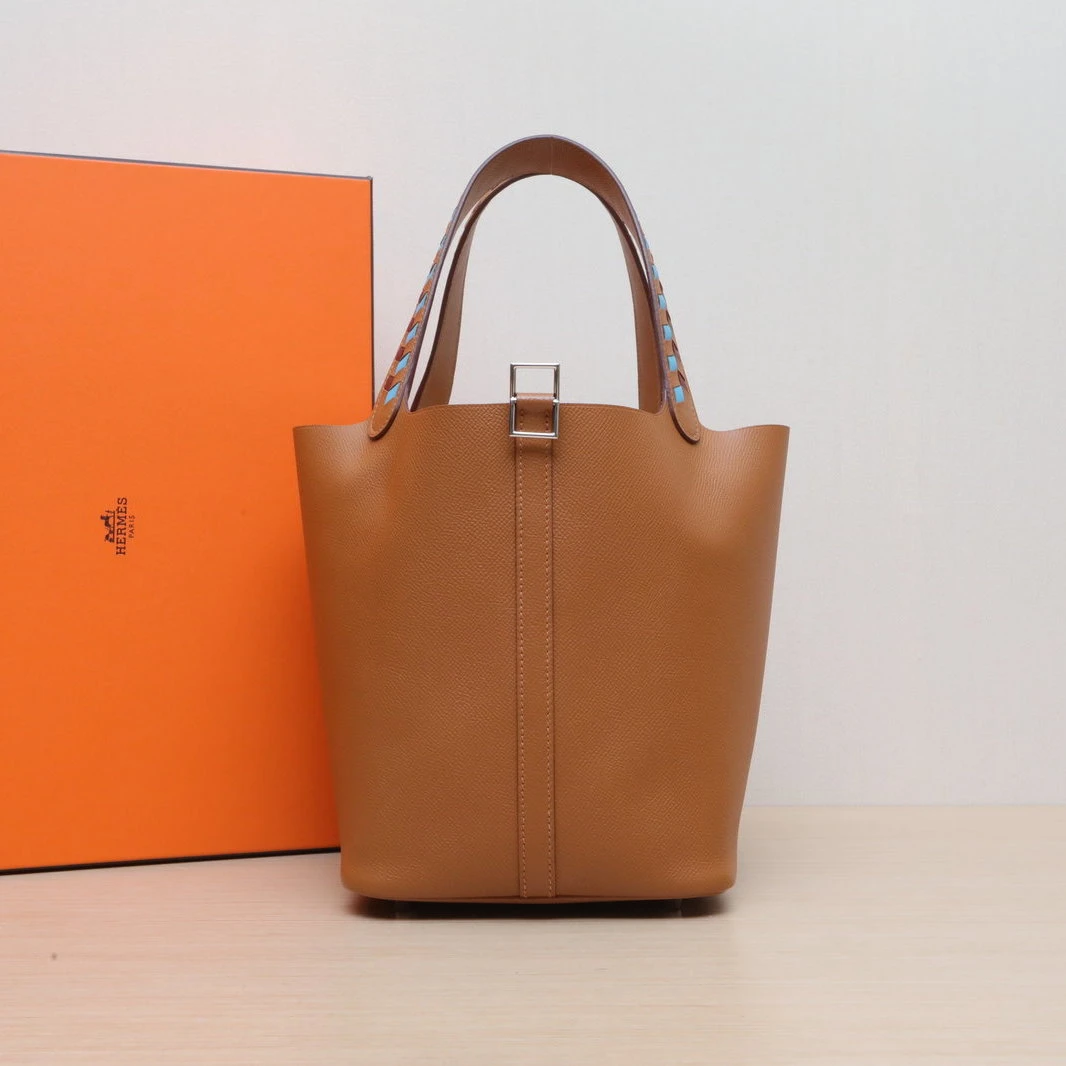 99新 Hermes/爱马仕 【黑黑】Picotin 22 菜篮子 37金棕色 D刻