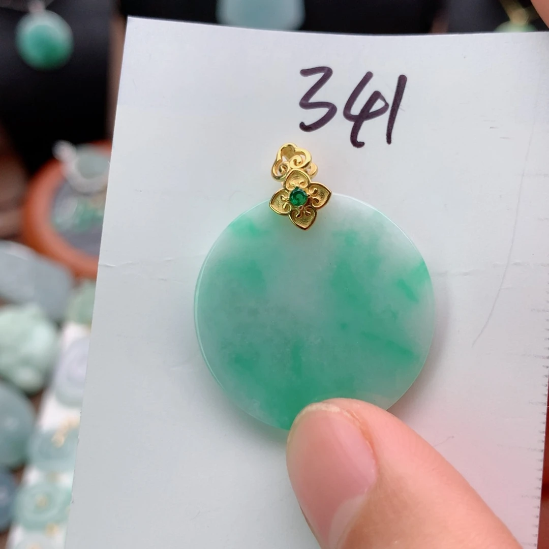 翡翠银S925镀金镶嵌颈饰～吊坠