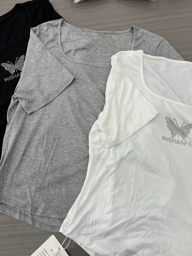 （小柒家）大码女装蝴蝶短袖特    清6628