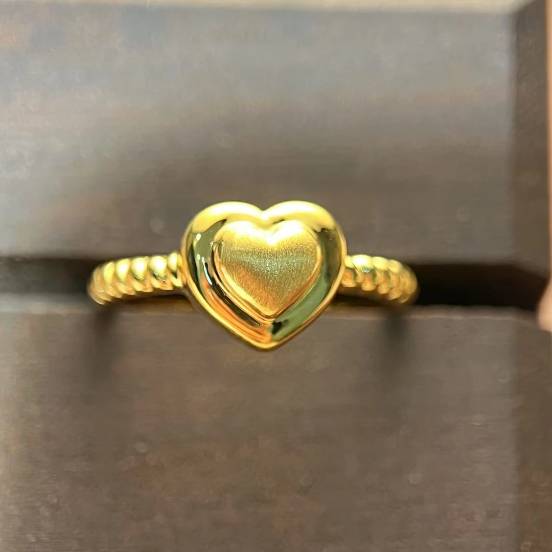 5D足金999饰品 桃心戒指女士时尚百搭新年好礼